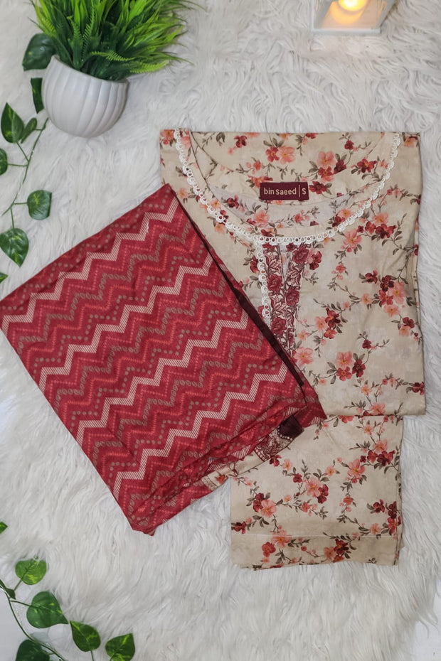 3 Piece Printed Lawn Stitched Suit Collection'2025