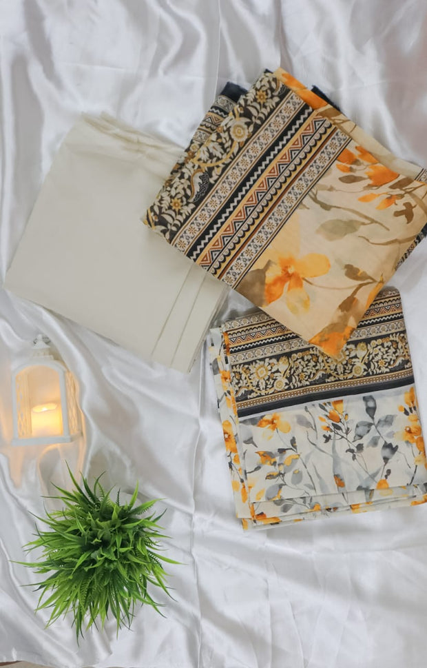 3 Piece Printed Lawn Unstitched Suit Collection'2025